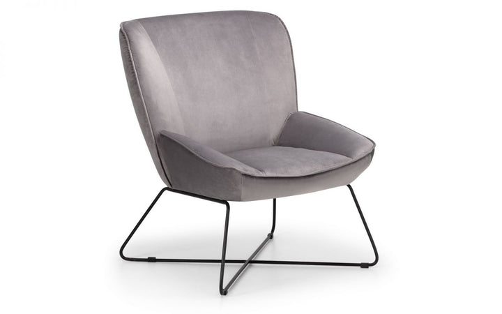 Mila Velvet Accent Chair & Stool - Grey - The Bed House