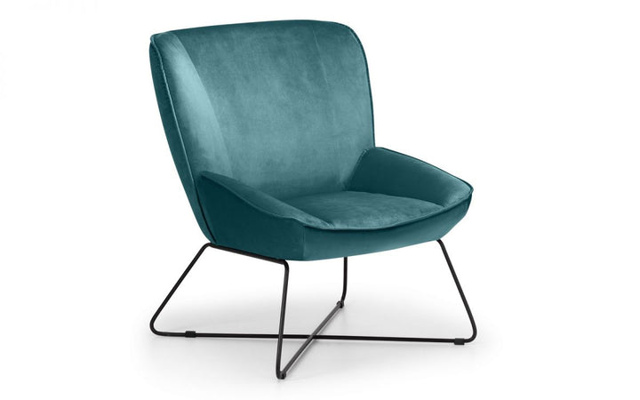 Mila Velvet Accent Chair & Stool - Teal