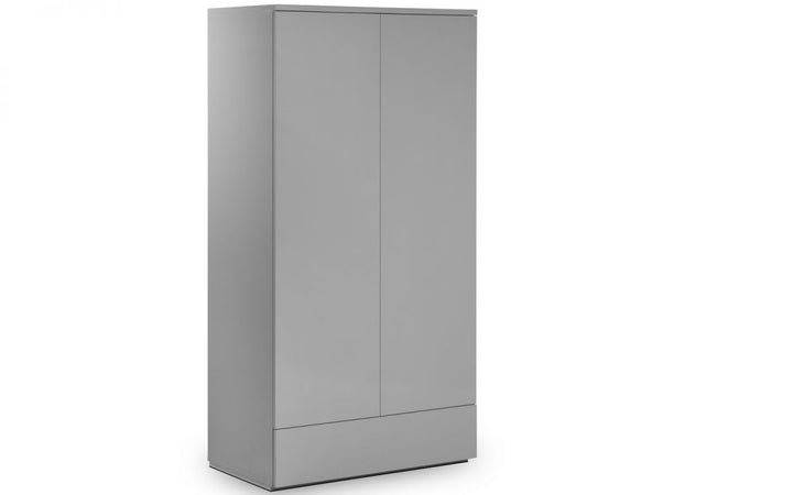 Monaco 2 Door Combination Wardrobe - Grey High Gloss - The Bed House