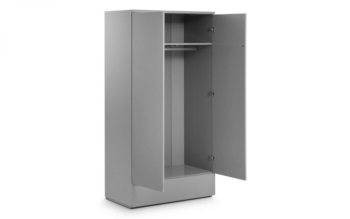 Monaco 2 Door Combination Wardrobe - Grey High Gloss - The Bed House