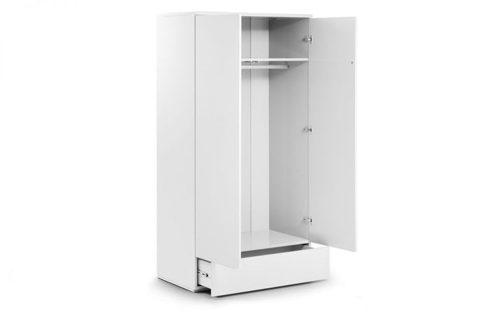 Monaco 2 Door Combination Wardrobe - White High Gloss - The Bed House