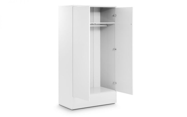 Monaco 2 Door Combination Wardrobe - White High Gloss - The Bed House