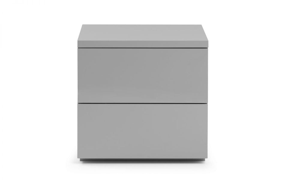 Monaco 2 Drawer Bedside - Grey High Gloss - The Bed House