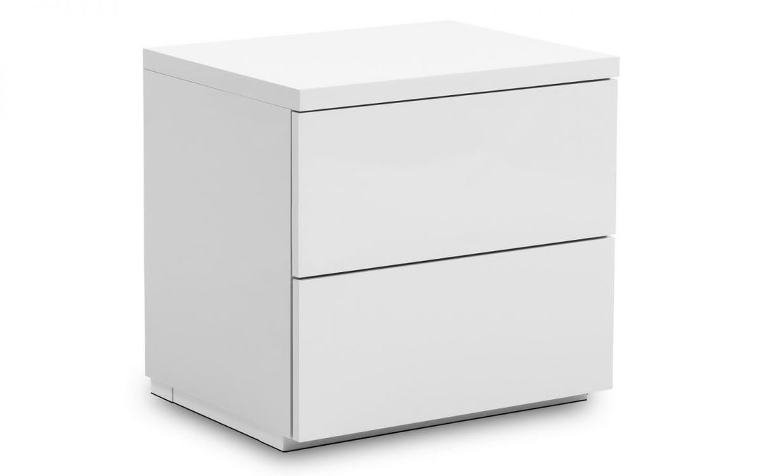 Monaco 2 Drawer Bedside - White High Gloss - The Bed House