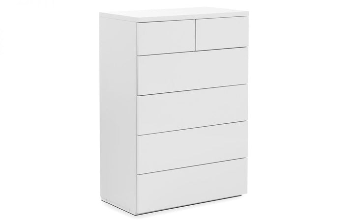 Monaco 4+2 Drawer Chest - White High Gloss - The Bed House