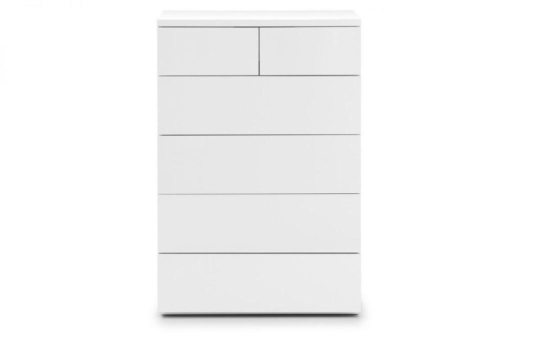 Monaco 4+2 Drawer Chest - White High Gloss - The Bed House