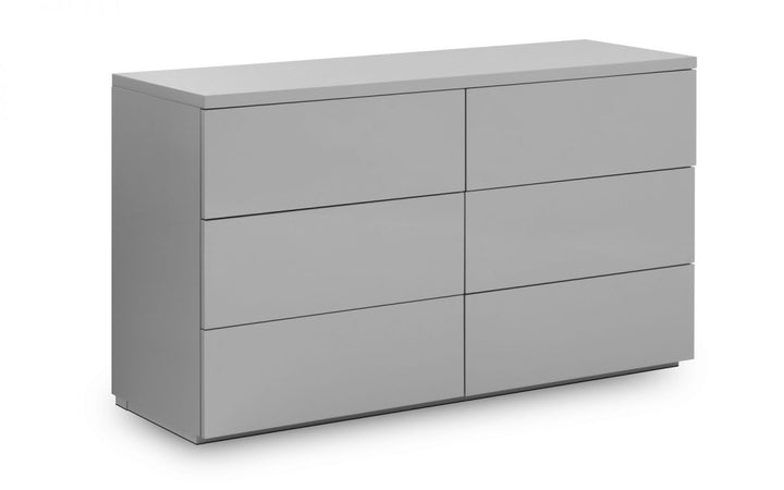 Monaco 6 Drawer Wide Chest - Grey High Gloss - The Bed House