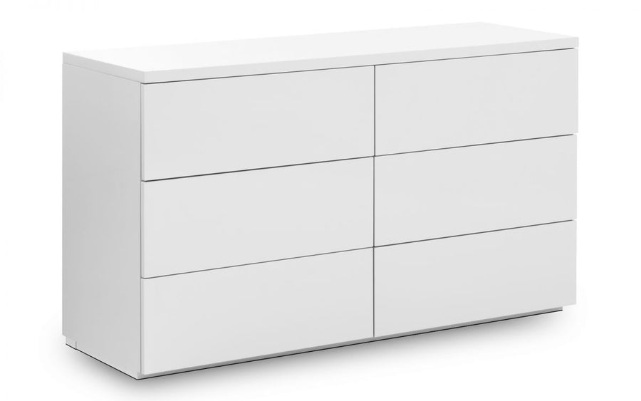 Monaco 6 Drawer Wide Chest - White High Gloss - The Bed House