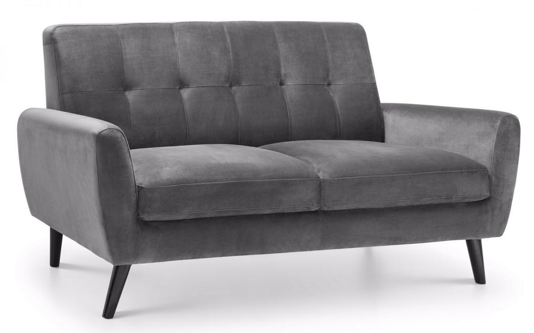 Monza 2 Seater Sofa - Grey Velvet - The Bed House