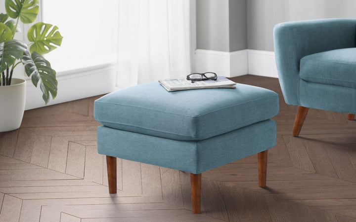 Monza Ottoman - Blue Linen