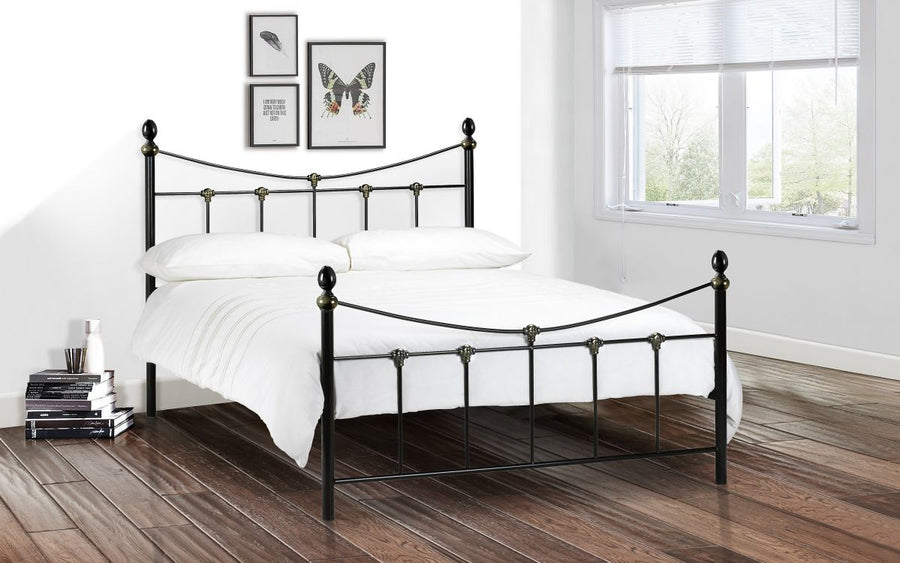 Rebecca Bed - Satin Black / Antique Gold - The Bed House