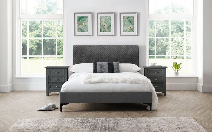 Sanderson Diamond Quilted Velvet Bed - The Bed House