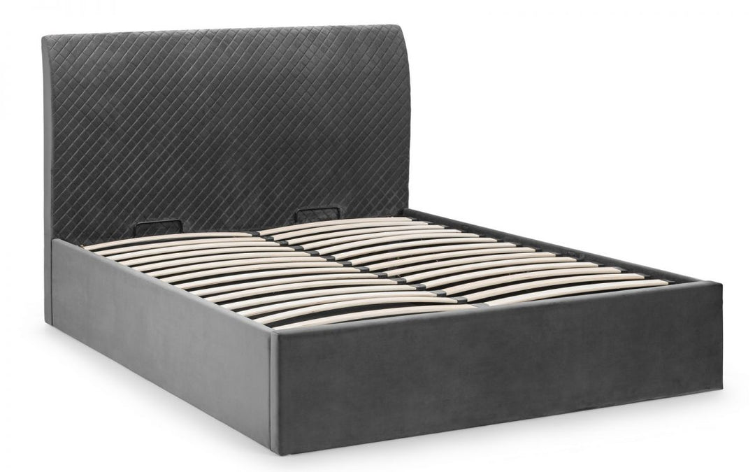 Sanderson Diamond Quilted Velvet Ottoman Bed - The Bed House