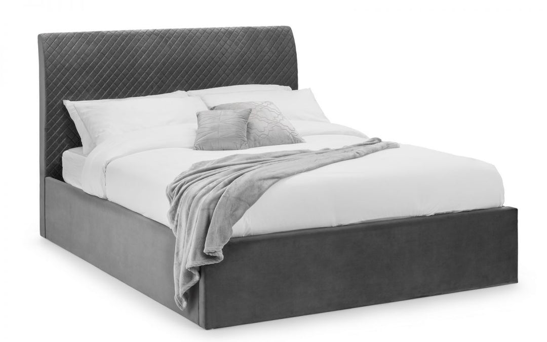 Sanderson Diamond Quilted Velvet Ottoman Bed - The Bed House