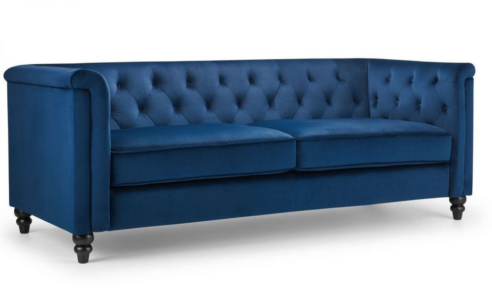 Sandringham 3 Seater Sofa - Blue Velvet - The Bed House