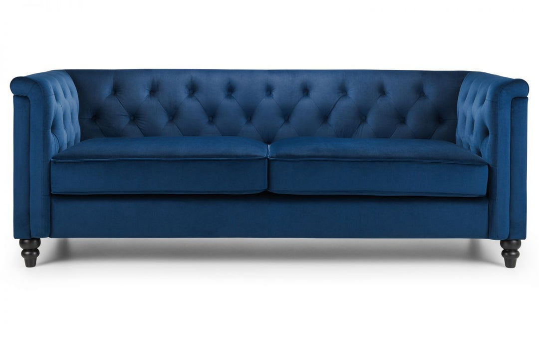 Sandringham 3 Seater Sofa - Blue Velvet - The Bed House