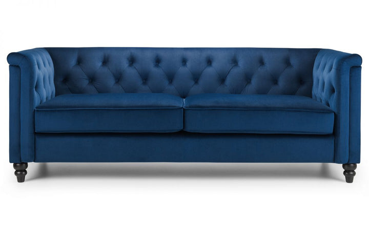 Sandringham 3 Seater Sofa - Blue Velvet - The Bed House