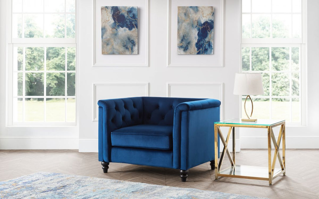 Sandringham Chair - Blue Velvet - The Bed House