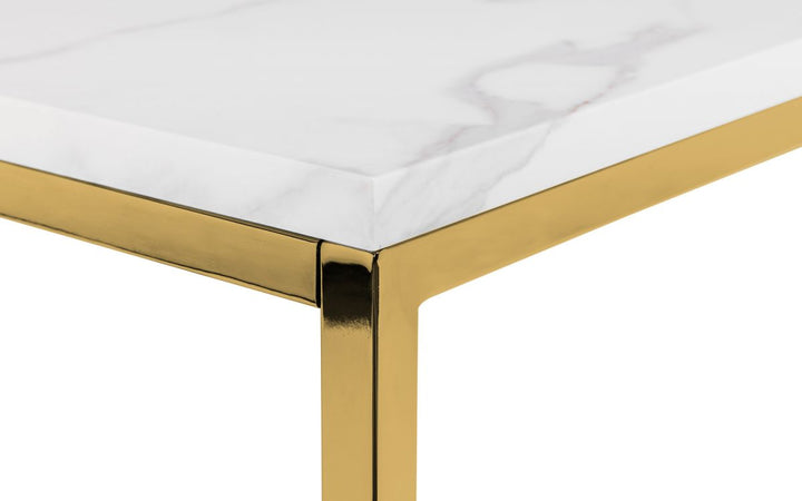 Scala Gold White Marble Top Lamp Table - The Bed House