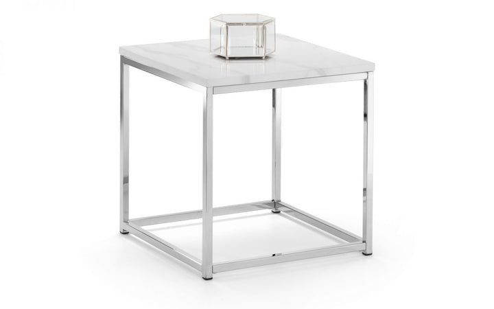 Scala White Marble Top Lamp Table - The Bed House