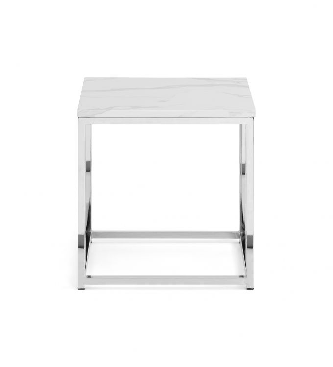 Scala White Marble Top Lamp Table - The Bed House