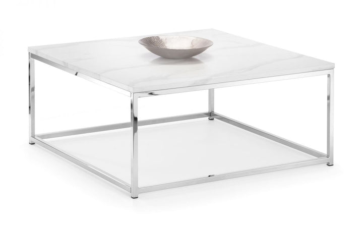 Scala White Marble Top Square Coffee Table - The Bed House