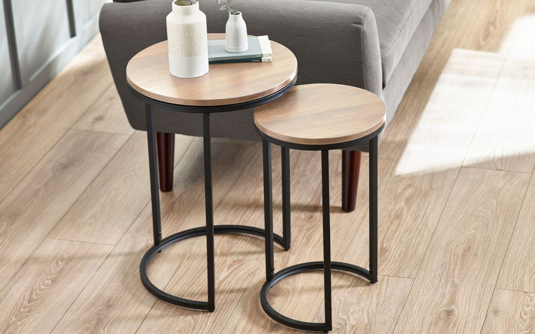 Tribeca Round Nesting Side Tables - Sonoma Oak - The Bed House