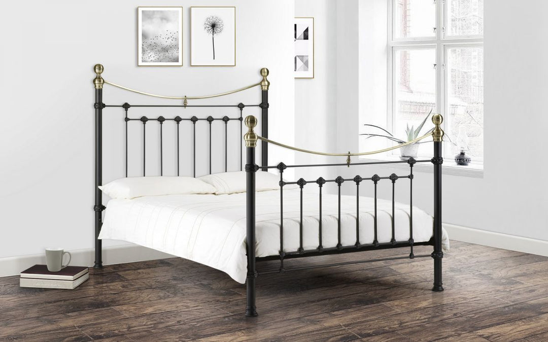 Victoria Bed - Satin Black & Brass - The Bed House