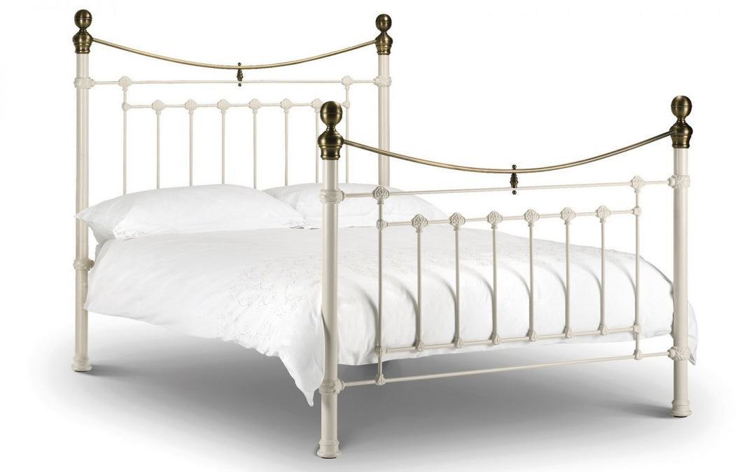 Victoria Bed - Stone White & Brass - The Bed House