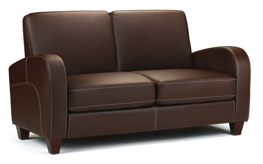 Vivo 2 Seater Sofa in Chestnut Faux Leather - The Bed House