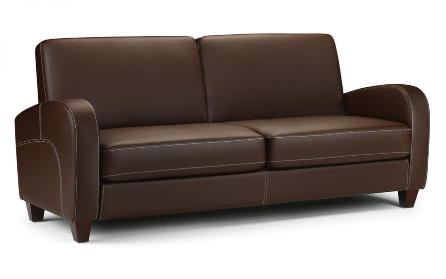 Vivo 3 Seater Sofa in Chestnut Faux Leather - The Bed House